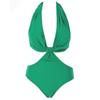 Biquíni Maiô Peça Única Verde Decote Profundo Estilo Europeu e Americano Ins Feminino Sexy Revelador da Cintura Estilo Celebridade da Internet Maiô para Férias na Praia