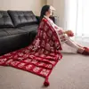 Manta de Lana Cien Felicidades de Medio Terciopelo Manta de Siesta de Alta Calidad Caja de Regalo para Novios Bendición China Manta Tejida de Boda