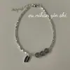 Pulsera de Plata de Ley S925 con Piedra Lunar Plata Rota para Niñas Diseño de Nicho Versátil Nueva Pulsera Chinoiserie