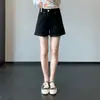 ¡Que cubre la cadera y súper favorecedor! Shorts de Mezclilla con Cintura Alta, Adelgazantes, de Corte Amplio en A con Dobladillo para Mujer H070203