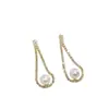 Pendientes de Moda Personalizados Dongdaemun para Mujer Aguja de Plata S925 Zirconia Perla Pendientes Pendientes de Nicho Retro Pendientes