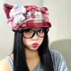 Boina Original Estilo Japonés con Orejas de Cachorro y Gato para Mujer 2025, Estilo Anime Lindo, Pequeño Sombrero Octagonal Adelgazante, de Moda