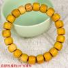 Pulsera de palo amarillo corte recto cuentas de barril 10*8MM juego de texto cuentas de madera pulsera de un solo anillo joyería de mano para amantes de hombres y mujeres