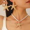 Colar de concha estilo férias de praia personalizado transfronteiriço colar de liga feminino europeu e americano exagerado retro metal pingente acessórios