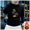 Sudadera Estilo Chino para Hombre Ropa del Año Animal Rojo Cuello Redondo Manga Larga Camiseta Térmica de Base Forrada de Felpa Engrosada Estilo Otoño e Invierno