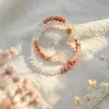 Pulseira de anel duplo de pedra de uva natural e cristal branco 5A moda pequena fresca joia de mão para menina de verão atacado