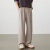 OT Pantalones Casuales de Lana Estilo Old Money para Hombre Otoño Nuevo Estilo Pantalones Rectos Holgados Pantalones de Pierna Ancha Pantalones Largos Fluidos