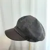 Boina newsboy feminina de retalhos jeans vintage de outono, estilo britânico, boina estilosa que faz o rosto parecer menor, chapéu da moda