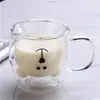 Taza de vidrio creativa con diseño de oso y asa, de doble pared, vidrio de colores, resistente al calor, vidrio de borosilicato alto, apta para leche y café