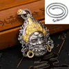 Collar Amarillo Estilo Étnico Vintage del Dios de la Riqueza para Hombres y Mujeres, Joyería Artística para el Amor y la Armonía, Nicho Chapado en Oro Hecho a Mano Estatua de Buda de Xizang
