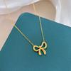 [acero de titanio de cuerpo completo] Collar Mori bow horno de viento extremadamente simple oro real femenino ins red rojo cadena clavícula accesorios