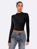 Camiseta de terciopelo de alta gama para mujer de Amazon Commuter, con hombros descubiertos, verano 2024, nueva camisa plisada de cuello semialto.
