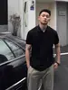 Camisa Polo Preta GTLA Masculina Verão Manga Curta Estilo Americano Manga Média Cleanfit Madura Estável Camiseta Top