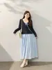 Falda plisada de cintura elástica estilo suave, nuevo modelo de otoño para mujeres de talla grande, oculta la grasa y estiliza, falda línea A 66306