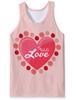 Camiseta para hombre con impresión digital 3D de pareja de San Valentín transfronteriza europea y americana con el texto "Amo a ti" en rojo.