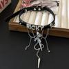 Collar Gótico de Noche Oscura con Borla, Letra, Cruz, Rosa, Delicado, de Alto Sentido, Cadena para Clavícula