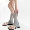 Calcetines holgados hasta media pantorrilla serie Miu delgados semitransparentes de empalme plano suaves transpirables para primavera y verano, cubrepies sencillos
