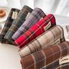 Novo estilo Chanel estilo elegante estilo coreano borda xadrez cachecol feminino inverno quente engrossado contraste cor cashmere xale