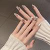Uñas Portátiles Populares Hechas a Mano con un Toque de Lujo, Arte de Uñas con Cadena de Perlas y Moño en Forma de Corazón, Uñas Terminadas, Uñas Postizas Cortas