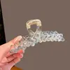 Grampo de Cabelo de Cristal Artesanal de Alta Qualidade com Design de Linha de Pesca, Presilha Premium para Cabelos Grossos, Acessório de Cabelo Feminino para a Parte de Trás da Cabeça, Novo Estilo Presilha Tubarão