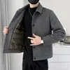Chaqueta de plumón de invierno para hombre de comercio exterior transfronterizo, elegante cuello de solapa, chaqueta de lana a cuadros de alta gama para hombres jóvenes