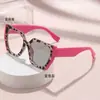 Gafas que Cambian de Color con Filtro de Luz Azul, con Bloqueo de Color y Montura Grande de Contraste, Montura de Gafas de Estilo Europeo y Americano Simple Transfronterizo, Gafas Personalizadas sin Graduación con Estampado de Leopardo