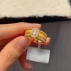 Anel de Entrada com Borda de Fio Estilo Vintage Medieval Antigo, Cor de Ovo de Pombo, Anel de Abertura com Diamante de Corte de Fio Vintage de Luxo da Corte para Mulheres