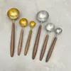 Cuchara Medidora de Granos de Café de Acero Inoxidable 304 Transfronteriza con Mango de Nogal, Herramienta Práctica de Medición para Cocina y Repostería