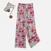 2026 Pantalones Nuevos de Algodón y Seda Verano Pantalones de Pijama de Algodón y Seda para Mujer Cintura Alta Pierna Ancha Estilo Delgado Se Pueden Usar Solos o Fuera de Casa Pantalones