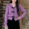 Nuevo Suéter Abrigo de Punto Corto con Cuello Marino en Contraste Otoño e Invierno Estilo Académico Lazo Chic para Mujer