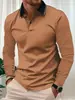 Nuevo Polo de Manga Larga de Alta Venta para Hombre Estampado Digital 3D Simple y Versátil Cuello Camisero Polo Casual