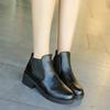2016 outono e inverno Novas botas de cano curto europeias e americanas de bico redondo, salto médio, botas de cano baixo, salto grosso, botas Martin, sapatos femininos da moda