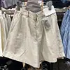 Mercadorias de Alta Qualidade do Canal: Shorts Feminino de Linho e Algodão, Calça Casual Respirável Fina, Calça de Perna Reta de Comprimento Médio, Verão 26, 482170