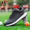 Novos Sapatos de Golfe Masculinos para Outono e Inverno Xadrez Respirável Casuais Antiderrapantes Resistentes ao Desgaste para Exterior com Travas