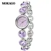 Reloj Moka de Venta Rápida con Diamantes, Resistente al Agua, Moderno Reloj de Cuarzo con Esfera de Nácar para Estudiantes Mujeres, Exquisito Reloj Redondo con Pulsera de Aleación
