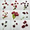 Liquidação Especial em Materiais Florais para Casamento, Flores Artificiais da Série Vermelha, Decorações de Ano Novo, Adereços Fotográficos no Atacado, Casamento