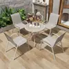 Mesa y silla de exterior madera plástica juego de tres o cinco piezas patio anticorrosión impermeable Protección Solar combinación Ocio exterior balcón jardín