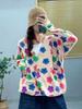 Suéter de veludo mink mulheres outono e inverno Novo estilo coreano moda casual high-end estampado suéter feminino top cross-border atacado