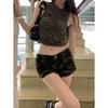 Petite American High Street Chica Picante Shorts de Mezclilla Camuflaje de Cintura Baja Verano Nuevo Ajustados Ceñidos a la Cadera Pantalones Cortos Hot Pants Tendencia Ins