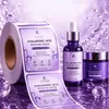 Adesivos de filme personalizados de alta definição, brilhantes e foscos, que não desbotam, para rótulos de frascos de produtos de skincare, impressão em massa