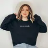 Moletom Feminino com Gola Careca e Forro de Fleece com Estampa de Slogan em Cor Lisa para Sites Independentes de Comércio Exterior