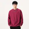 Ropa para Hombre Fengshe / Sudadera Holgada de Otoño e Invierno con Estampado Casual, Bolsillo en el Pecho, Etiqueta, Top Vintage de Manga Larga de Peso Pesado 300g para Hombre