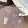 Joias de unha de zircônia acabadas em formato de coração super brilhantes borboleta prateada zircônia material de broca empilhada bolsa decorações de unha