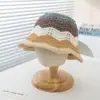 Sombrero de Paja Nuevo Transfronterizo para Niños 2025 Nuevo Sombrero de Pescador de Colores Arcoíris Japonés y Coreano Sombrero de Sol Hueco para Viajes al Aire Libre Verano