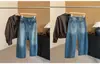 Jeans de Perna Larga Estilo Scimitar Outono com Design de Dardos Dupla Face no Bolso Traseiro Retro Cintura Alta Desconstruído Esculpe o Quadril 13756