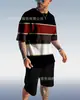 Aliexpress Europeo y Americano Tendencia Masculina Casual Estilo Playa Camiseta con Estampado 3D Texturizado Traje de Shorts Venta al por Mayor Personalización