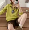 Suéter de punto con cuello de bufanda de seda de color liso transfronterizo para mujer, nuevo estilo Primavera y Otoño 2026, cárdigan de punto pullover rejuvenecedor, estilo coreano