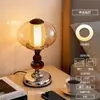 Luminária de Mesa Vintage em Madeira Maciça com Interruptor Sensível Recarregável, Adequada para Sala de Estudo, Quarto, Luminária de Cabeceira, Luz Noturna Decorativa para Ambiente