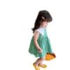 Comércio exterior atacado de roupas infantis vestido de menina verão novo xadrez infantil gola grande pequeno fresco cor sólida vestido de princesa