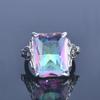 Zhen Rong deseo más vendido topacio de siete colores anillo de diamante cuadrado para mujer personalidad creativa europea y americana gema arcoíris incrustada